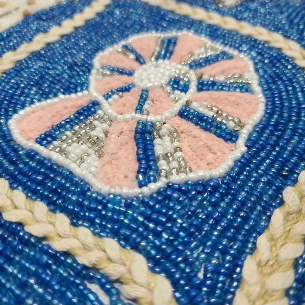 4 Beaded Coastal Seashell Starfish Sea Coral Jute Accent Placemats Chargers Set